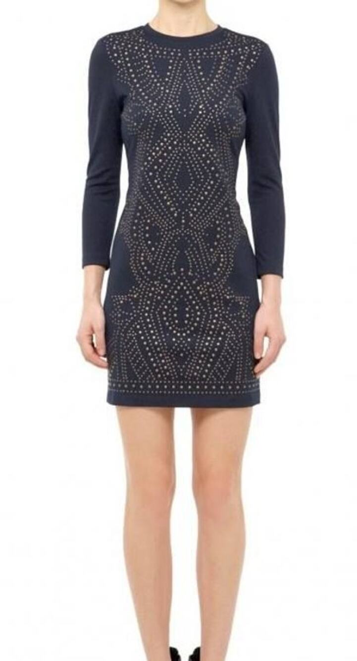 Nicole Miller Artelier Navy Blue Stud Embellished Mini Dress Women's Size Small